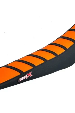 Bestel Nu Cross X Geribbeld Zadelovertrek Bovenkant Oranje / Zijkanten Zwart / Zwarte Strepen KTM SX125 SX250 SXF250 SXF350 SXF450 2019-2022 EXC125 EXC250 EXC300 EXC-F250 EXC-F450 2020-2023 GasGas MC125 MC250 MC250F MC350F MC450F EC250 EC300 2021-2023