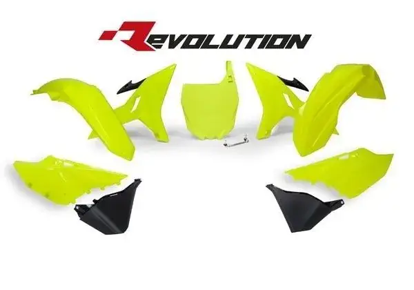 Populair R-Tech Revolution Plastickit Yamaha YZ125 YZ250 2002-2018 Zonder Tank Fluor Geel / Zwart