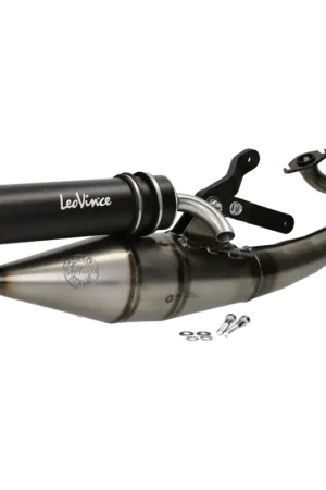 Direct Beschikbaar Uitlaat Leovince Hand made TT Black Edition Peugeot Horizontaal 50cc 2 Takt (Luchtgekoeld)