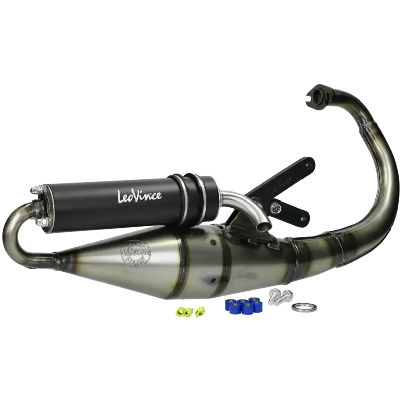 Uitlaat Leovince TT Black Edition Minarelli Verticaal 50cc 2 takt (Hand made) Gratis Retour