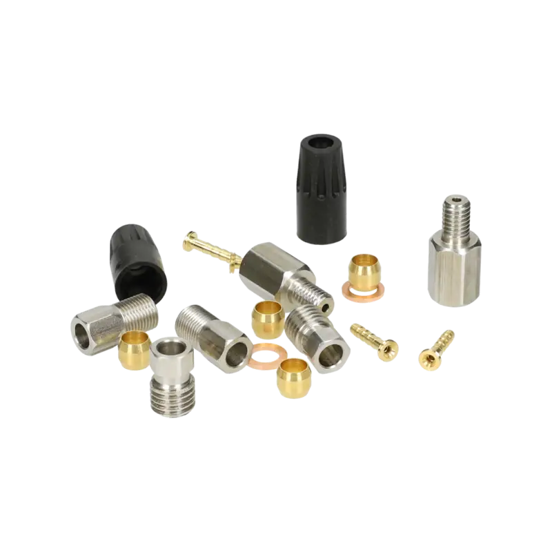 Hydraulische onderdelen Kit 8 Elvedes M 9 x 1,25 en M6 RVS onderdelen Magura MT2 voor- en achterrem Finale Uitverkoop