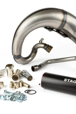 Gratis Retour Uitlaat Stage6 streetrace bovenlangs Derbi Senda zwart/rood (50-80cc)