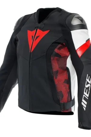 Alleen Vandaag Dainese Avro Leren 5 Jas Zwart Rood Lava Wit