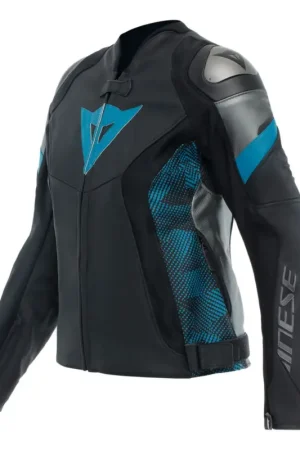 Dainese Avro 5 Leren Jas Dames Zwart Teal Anthracite Rechtstreeks Van De Fabrikant