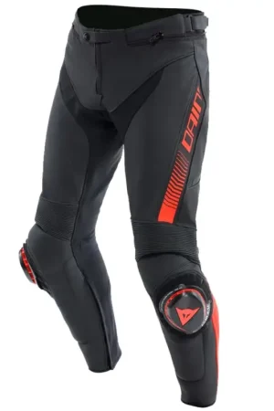 Goedkoop Dainese Super Speed Leather Broek Zwart Rood Fluo