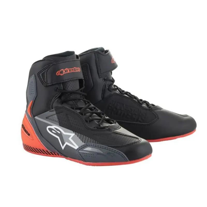 Alpinestars Faster-3 Schoenen Zwart Grijs Fluo Rood Exclusieve Aanbieding