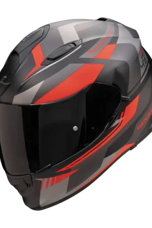 Weekendaanbieding Scorpion EXO-491 Abilis Mat Zwart Zilver Rood Integraalhelm
