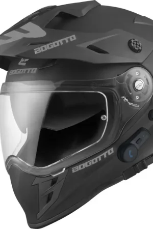 Gecertificeerd Bogotto H331 BT Bluetooth Mat Zwart Enduro Helm