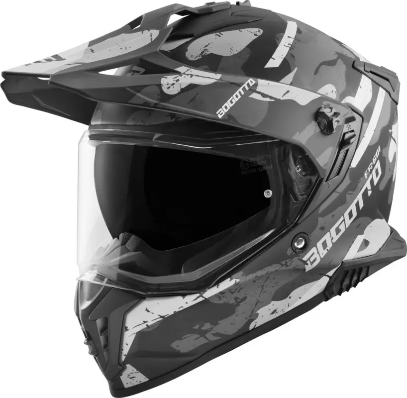 Exclusieve Aanbieding Bogotto FG-601 Sniper Zwart Grijs Fiberglas Enduro Helm
