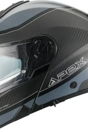 APEX MC500 Carbon Dolomites Zwart Grijs Zilver Glossy Systeemhelm Beperkte Voorraad