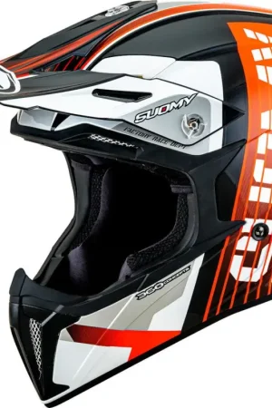 Veilige Betaling Suomy X-Wing Amped E06 Zwart Wit Oranje Crosshelm