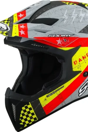 Suomy X-Wing Jetfighter E06 Mat Grijs Rood Crosshelm Merkproduct
