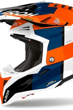 Nieuw Airoh Aviator 3 Monarch Wit Blauw Oranje Crosshelm