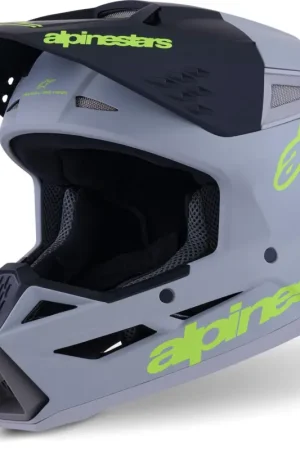 Alpinestars S-M3 Radium Grijs Mat Geel Crosshelm Snelle Levering