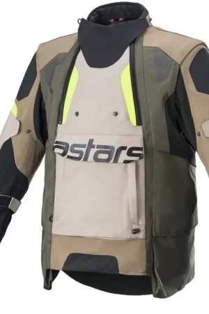 Alpinestars Halo Drystar Motorjas Dark Khaki Sand Yellow Fluo 865 Nieuw