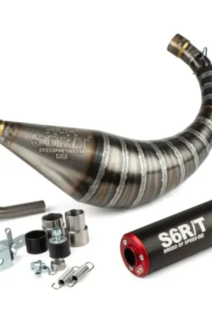 Must-Have Stage6 - UitlaatR/T Minarelli AM6 70cc / 80cc onderlangs zwart / rood